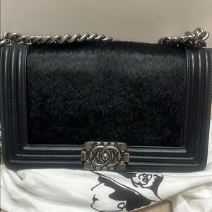 CC Black Leather Chain Bag